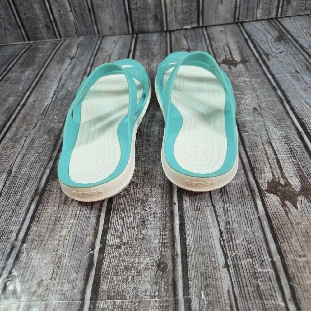 Women's Crocs Swiftwater Slide Sandals Strappy Sports Wear Comfort Blue Size 6 - Picture 5 of 8